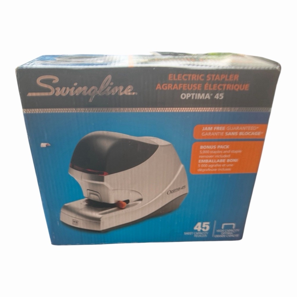 NEW- Swingline Optima 45 Electric Stapler - 45 Sheets Capacity - Silver